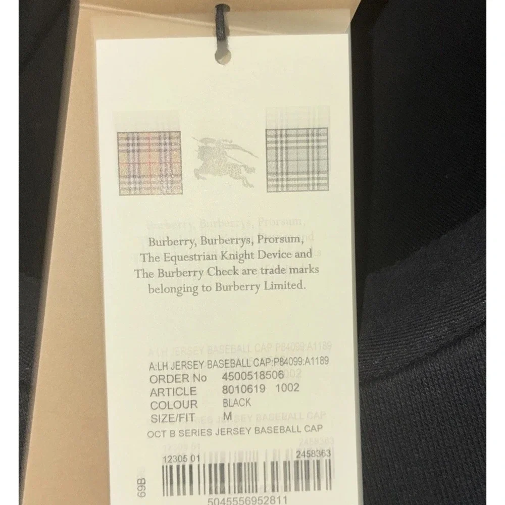 BURBERRY Baseball Cap Men's M Black October B Series Kingdom Logo‎ Italy NEW